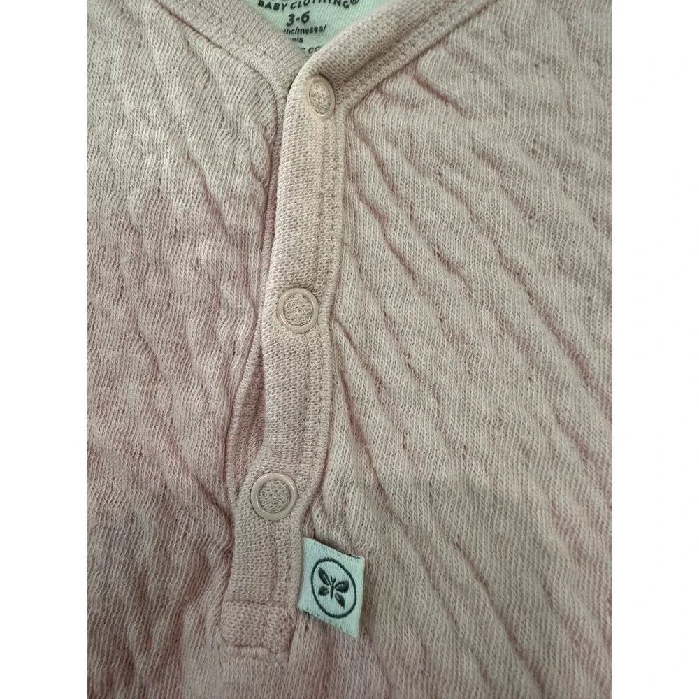 Honest Baby Organic Cotton Quilted Sleeper Pink‎ 3-6 Months Romper One Piece